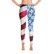 Floral USA Flag Leggings
